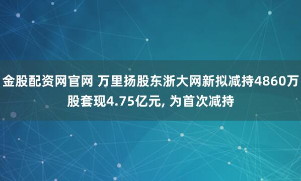 金股配资网官网 万里扬股东浙大网新拟减持4860万股套现4.75亿元, 为首次减持